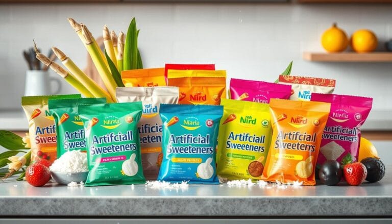 Assortment of processed foods products, including quinoa snacks, chips, and health-focused snacks, surrounded by fresh vegetables and grains, showcasing various options in the processed food category.