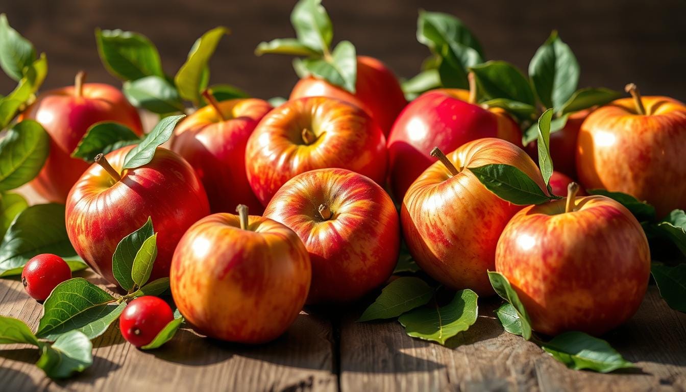 Fresh benefits of Gala apples showcasing their health , including high fiber content, vitamin C, antioxidants, and support for heart health and digestion.